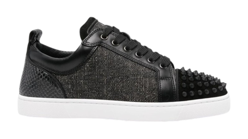 Pre-owned Christian Louboutin Men's  Louis Junior Spikes Orlato Mat Sneakers Inmatte In Black/black Matte