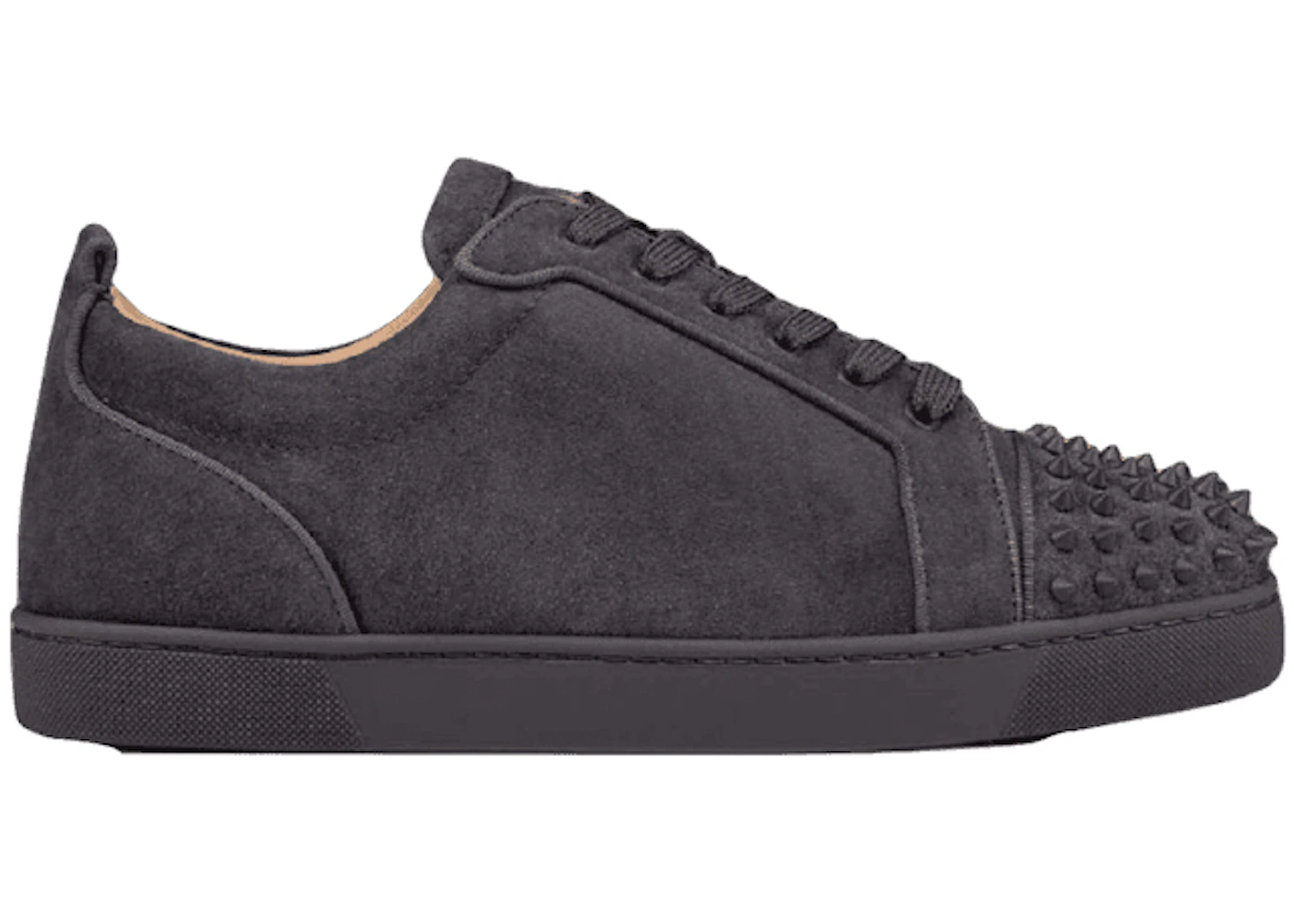 Louboutin Louis Junior Spikes Grey Loubs Suede Sneakers Loubs With