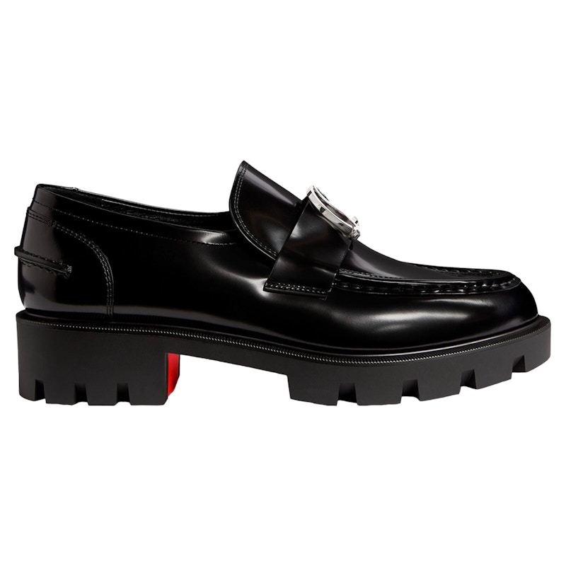 Pre-owned Christian Louboutin Moc Lug Flat (womens) Sneakers In Lin In Black/lin Black