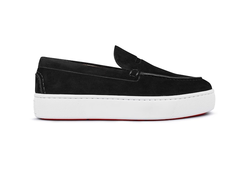 Pre-owned Christian Louboutin Men's Paqueboat Flat Sneakers In Black