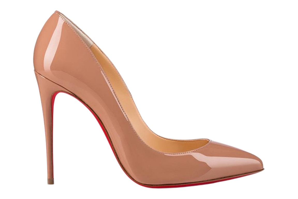 Pre-owned Christian Louboutin Pigalle Follies 100mm Pump Nude Patent Leather In Nude/red