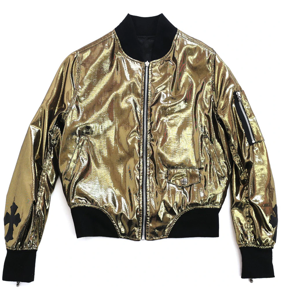 Chrome Hearts 8 Hole Reversible Silk Jacket Gold/Black Men's - US
