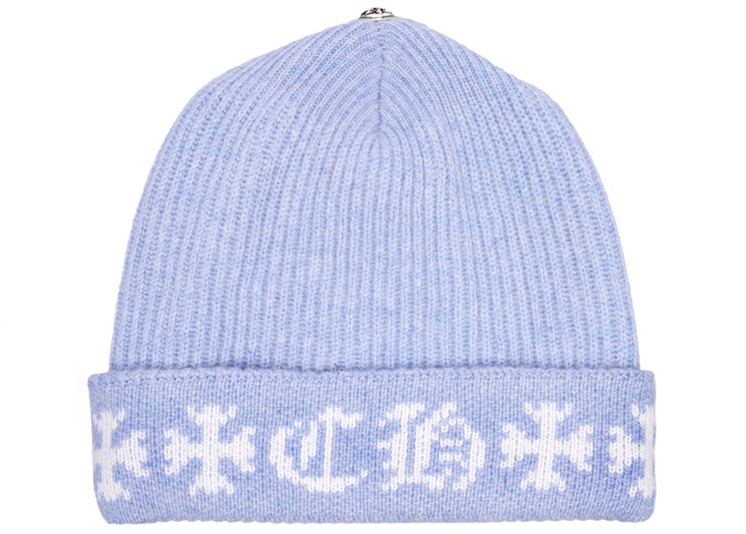 Pre-owned Chrome Hearts Big Daddy Cashmere Beanie Light Blue/white