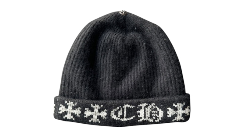 レアChromeHearts BIG DADDY CASHMERE BEANIE Chrome Hearts Big Daddy Cross Logo Cashmere Beanie Black/White