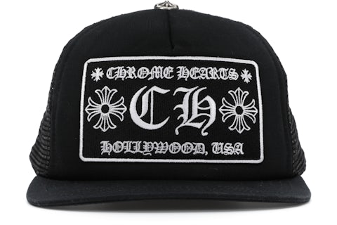 Chrome Hearts CH Hollywood Trucker Hat Black/Black - US Chrome Hearts CH Hollywood Trucker Hat Black/Black - US