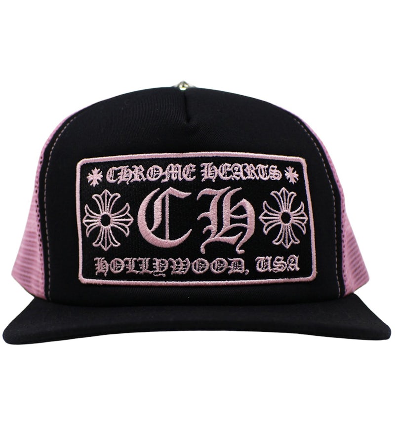 Chrome Hearts CH Hollywood Trucker Hat Black/Pink GB