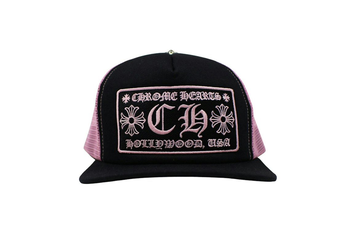 Pre-owned Chrome Hearts Ch Hollywood Trucker Hat Black/pink