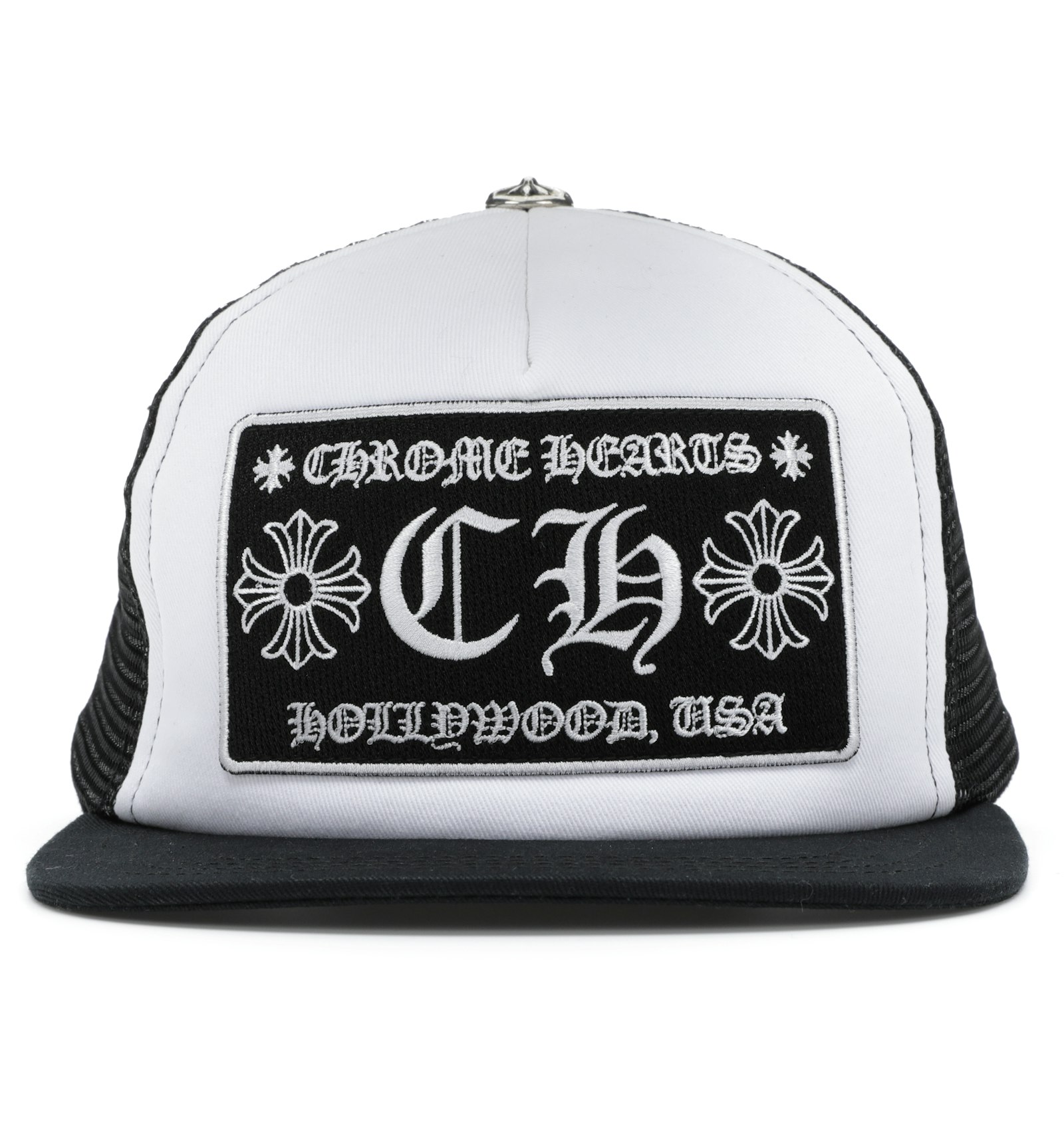 Chrome Hearts CH Hollywood Trucker Hat Black/White