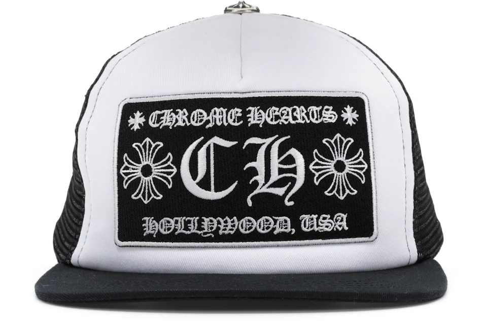 Chrome Hearts CH Hollywood Trucker Hat Black White US