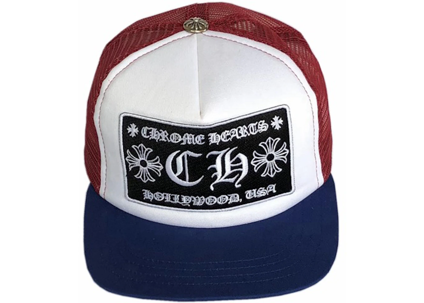 Chrome Hearts Ch Hollywood Trucker Hat Red White Blue Chrome Hearts Ch Hollywood Trucker Hat Red White Blue