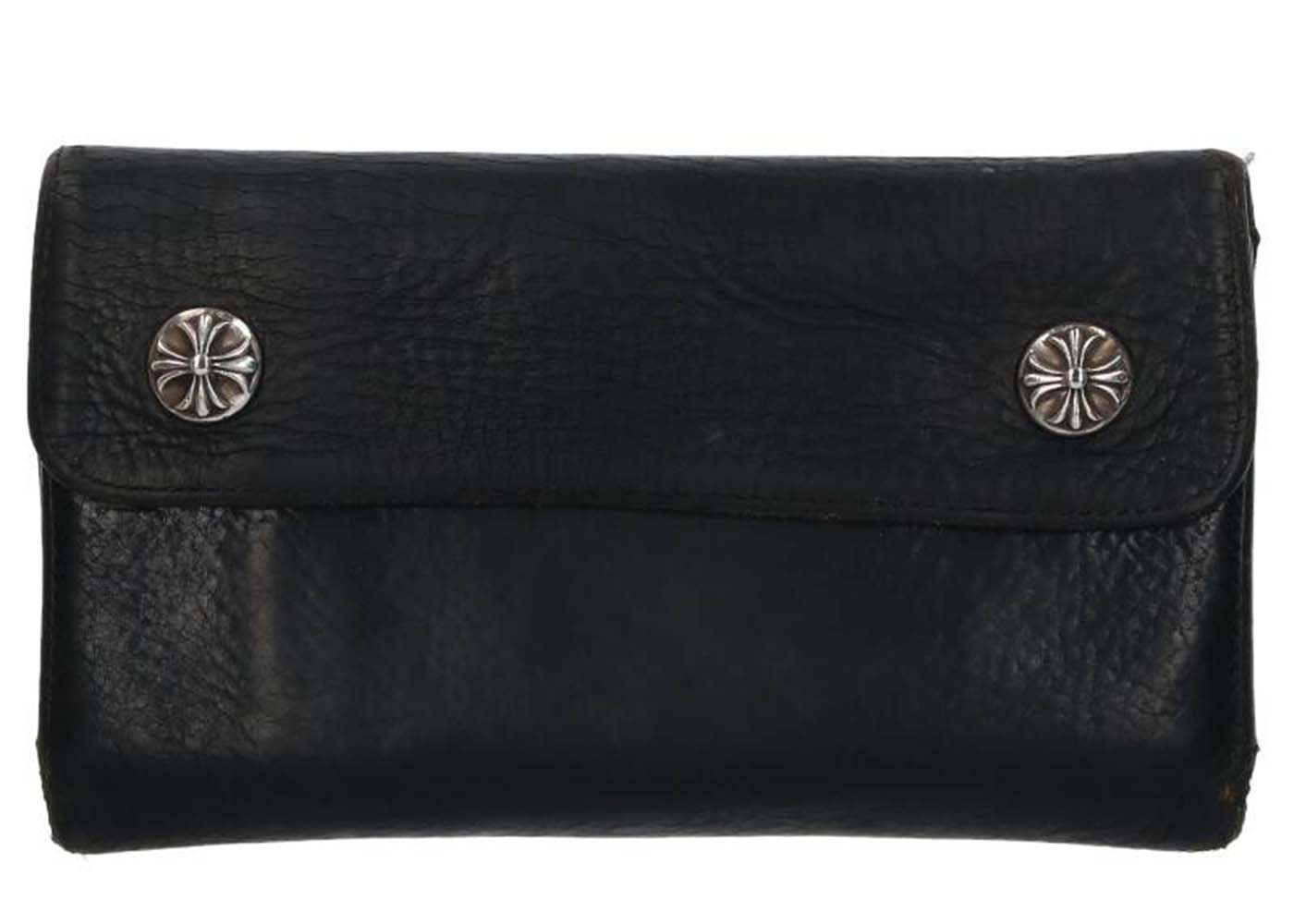 Chrome Hearts Cross Ball Button Leather Wallet Black in Leather 
