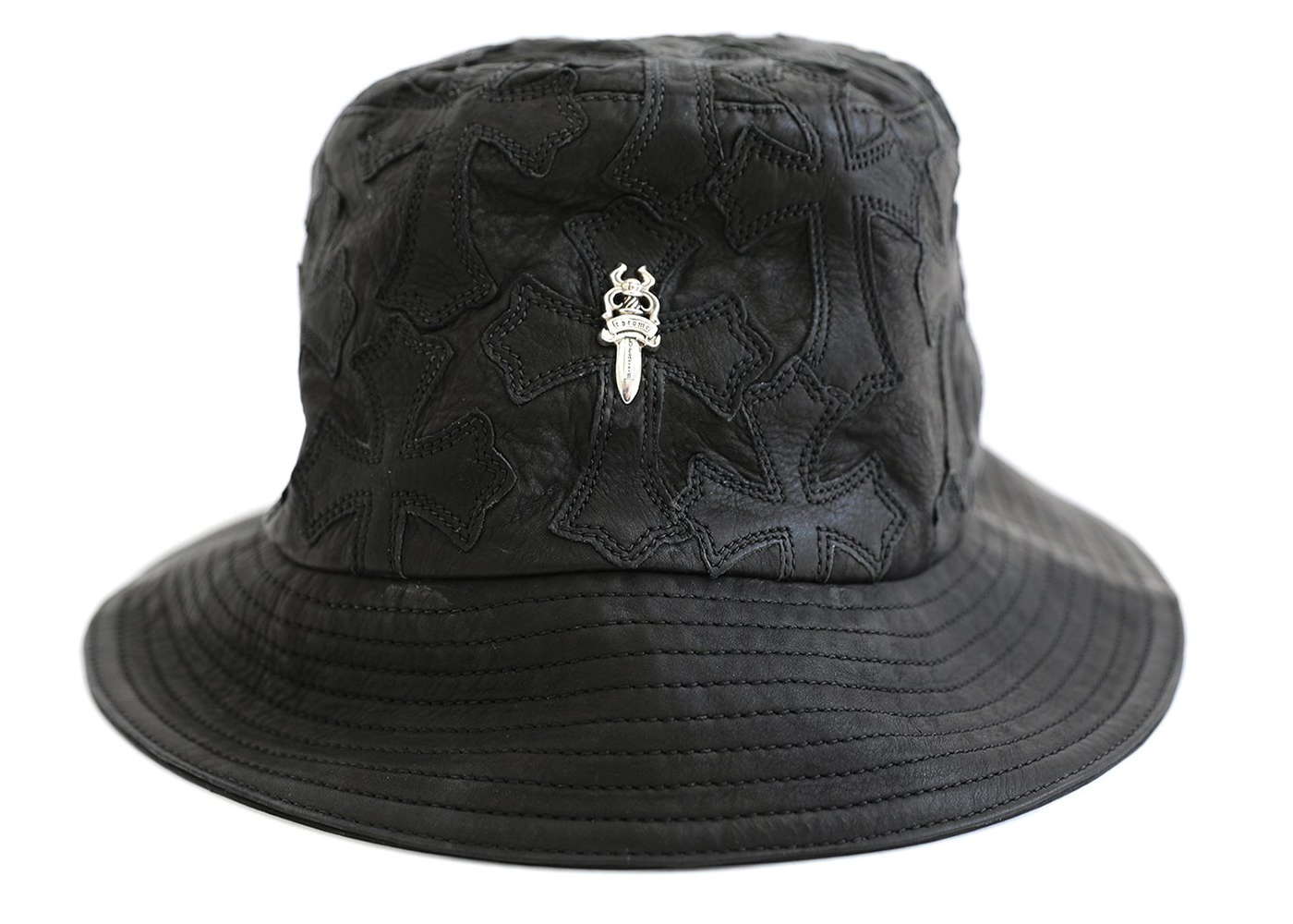 Chrome Hearts Cross Leather Patch Bucket Hat Black