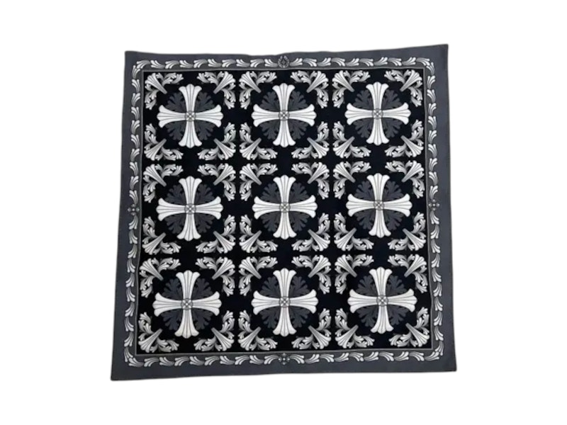 Chrome Hearts Cross Motif Silk Bandana Black - US
