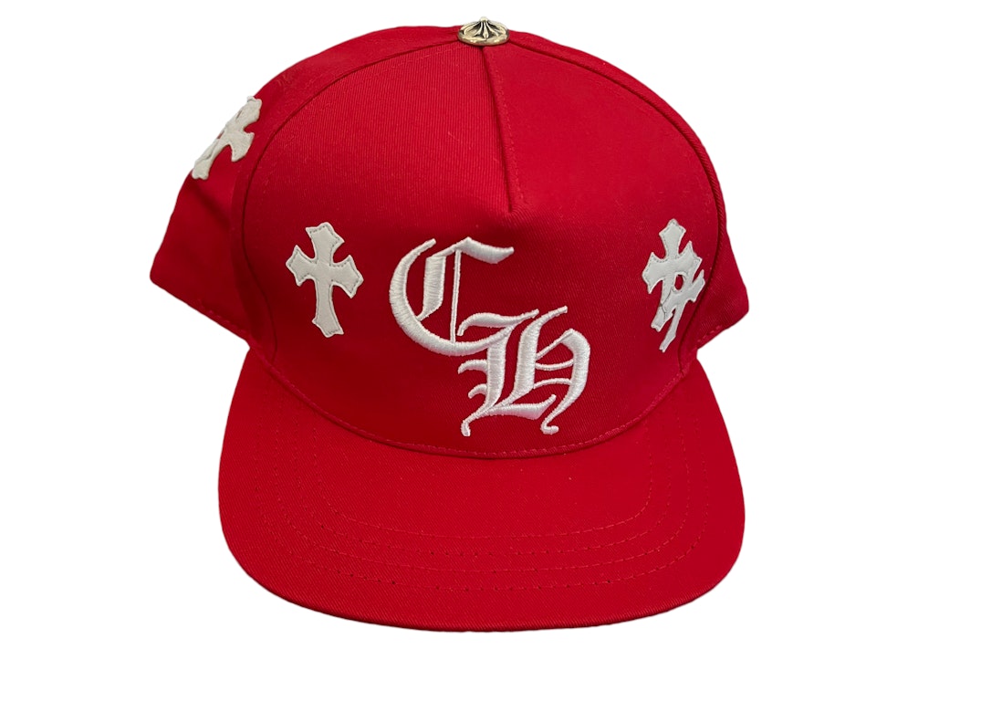 Pre-owned Chrome Hearts Cross Patch Baseball Hat Red