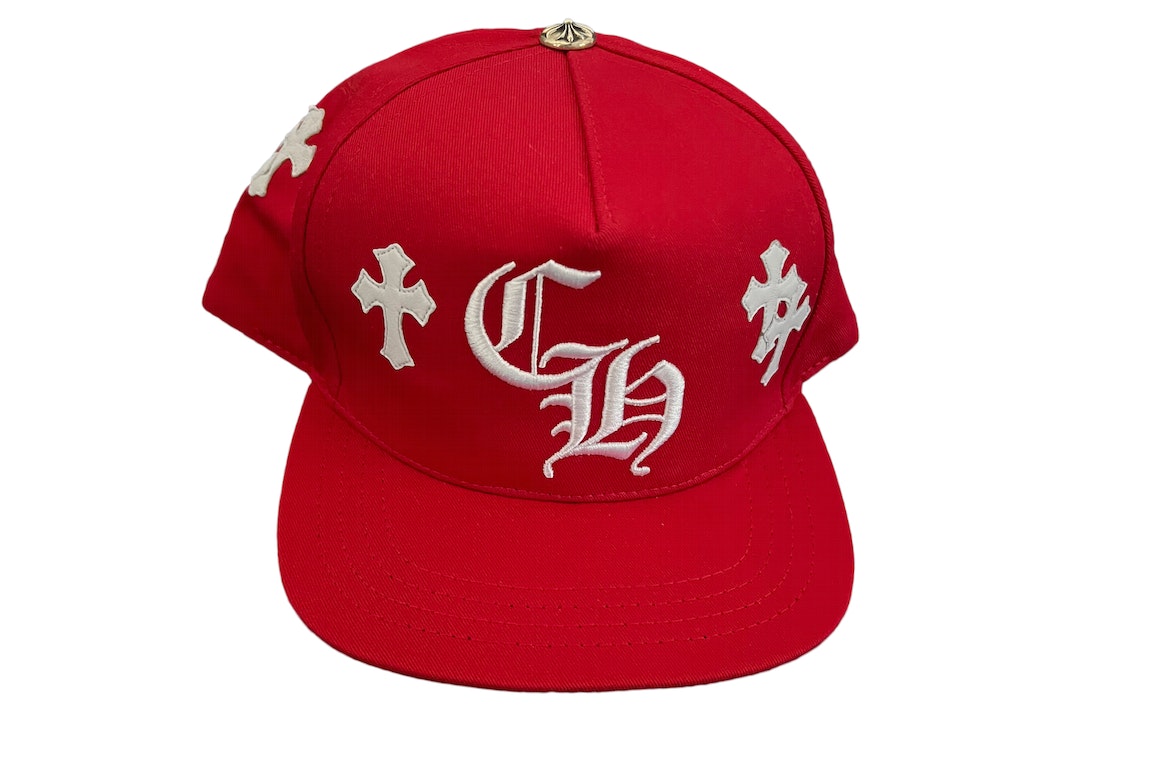 Pre-owned Chrome Hearts Cross Patch Baseball Hat Red