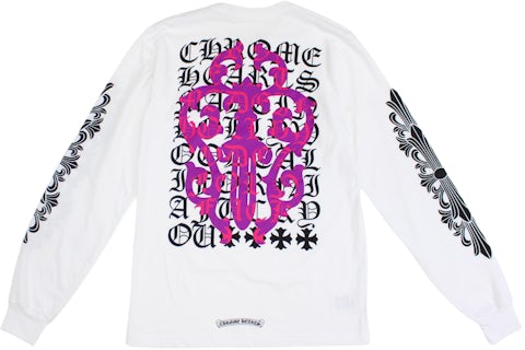 Chrome Hearts Eye Chart Dagger Longsleeve T-shirt White/Pink Men's