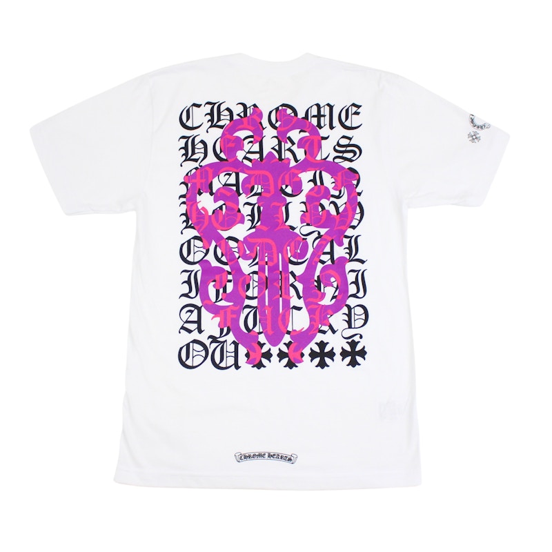 Chrome Hearts Eye Chart Dagger Longsleeve T-shirt White/Pink Men's