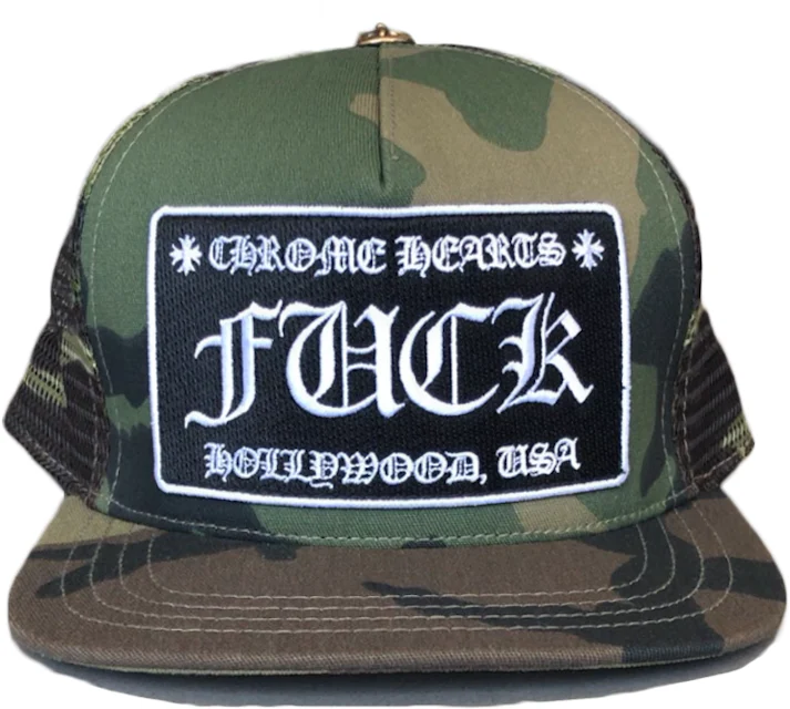 Chrome Hearts FUCK Hollywood Trucker Hat Camo