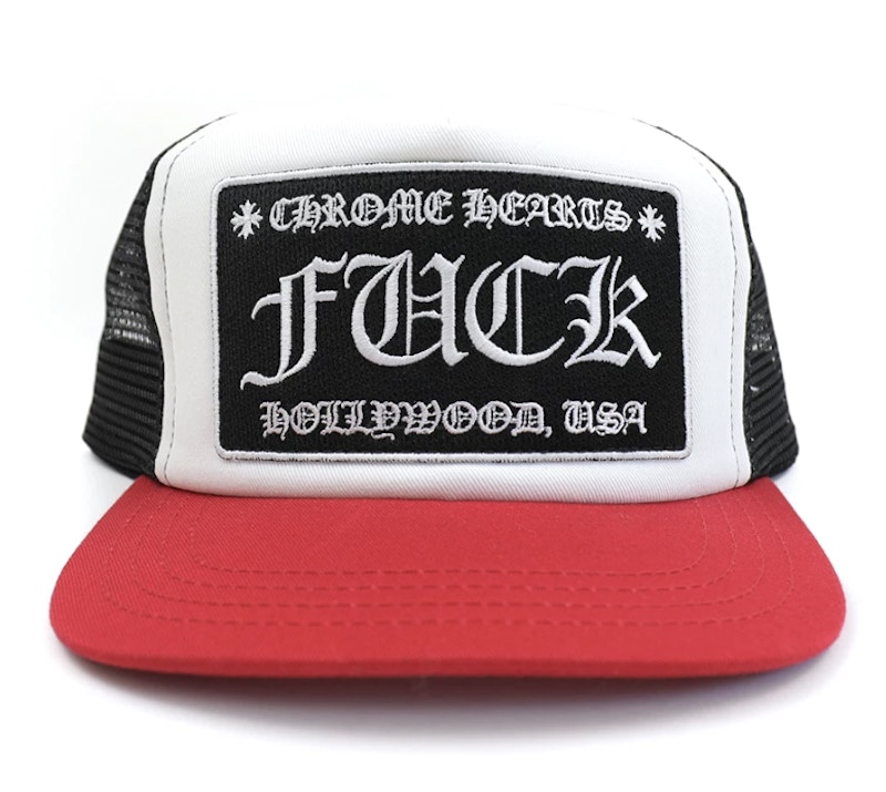 Chrome Hearts FUCK Hollywood Trucker Hat Red/Black/White - CN