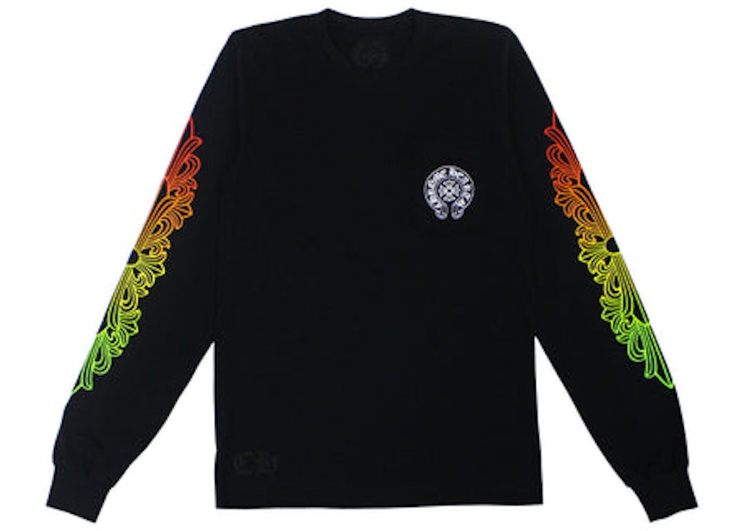 Pre-owned Chrome Hearts Floral Sleeve Gradient L/s T-shirt Black