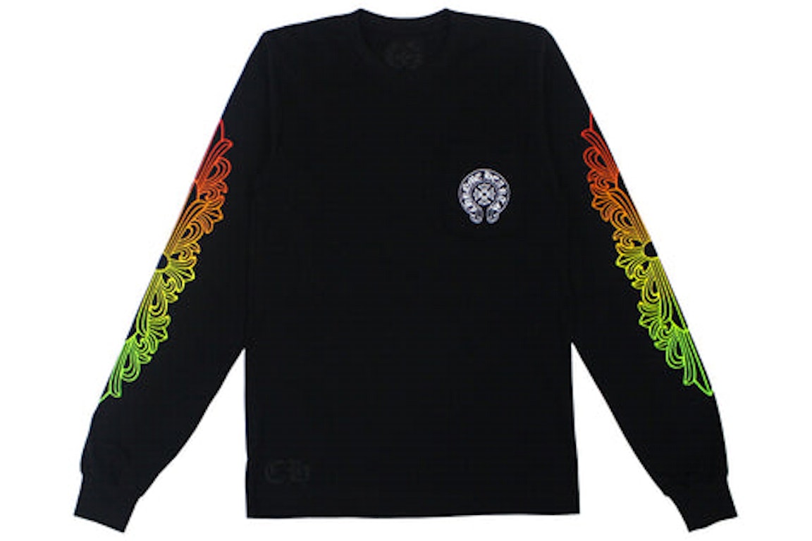 Pre-owned Chrome Hearts Floral Sleeve Gradient L/s T-shirt Black