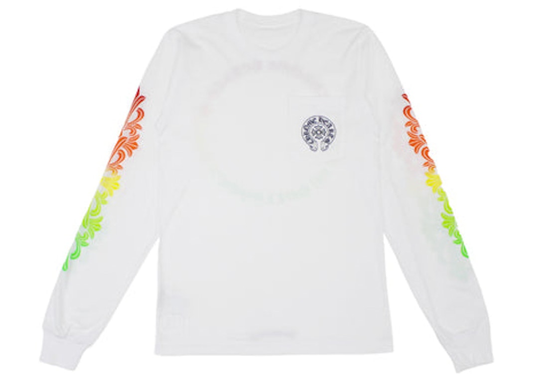 Pre-owned Chrome Hearts Floral Sleeve Gradient L/s T-shirt White