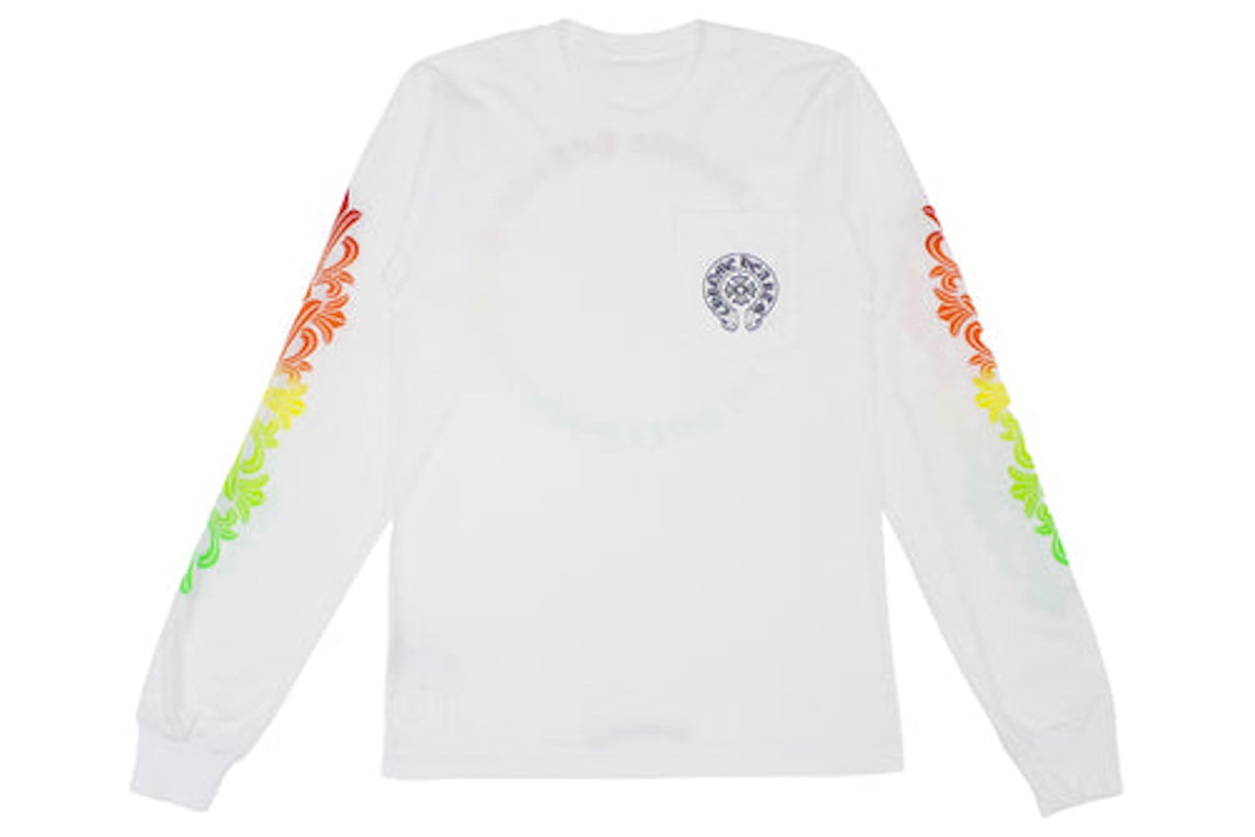 Pre-owned Chrome Hearts Floral Sleeve Gradient L/s T-shirt White