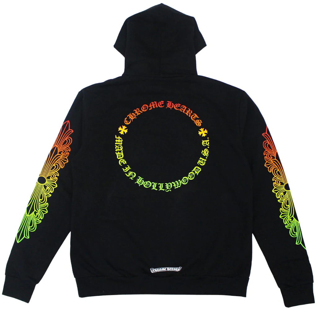 Chrome Hearts Floral Sleeve Gradient Made In Hollywood Hoodie Black ...