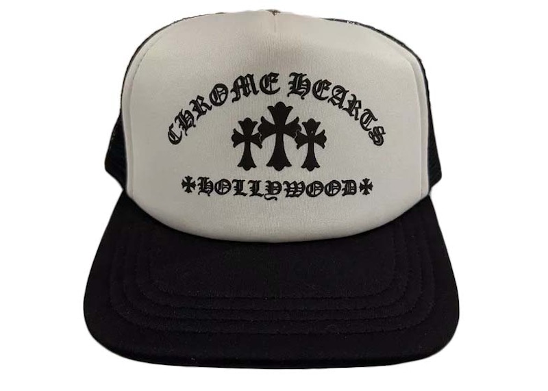 Chrome Hearts Hollywood Cross King Taco Trucker Cap Black White Men s GB