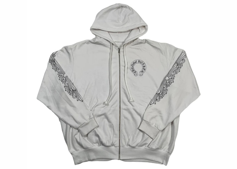 Chrome Hearts Horseshoe Floral Zip Up Hoodie White Men's - FW22 - US