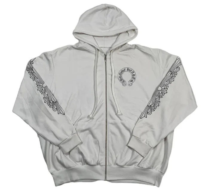 Chrome Hearts Horseshoe Floral Zip Up Hoodie White Men's - FW22 - US