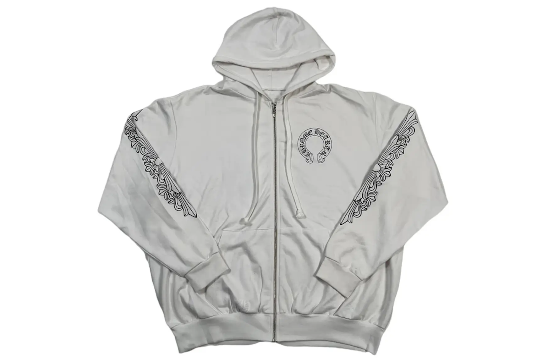 Chrome Hearts Horseshoe Floral Zip Up Hoodie White - FW22 - IT