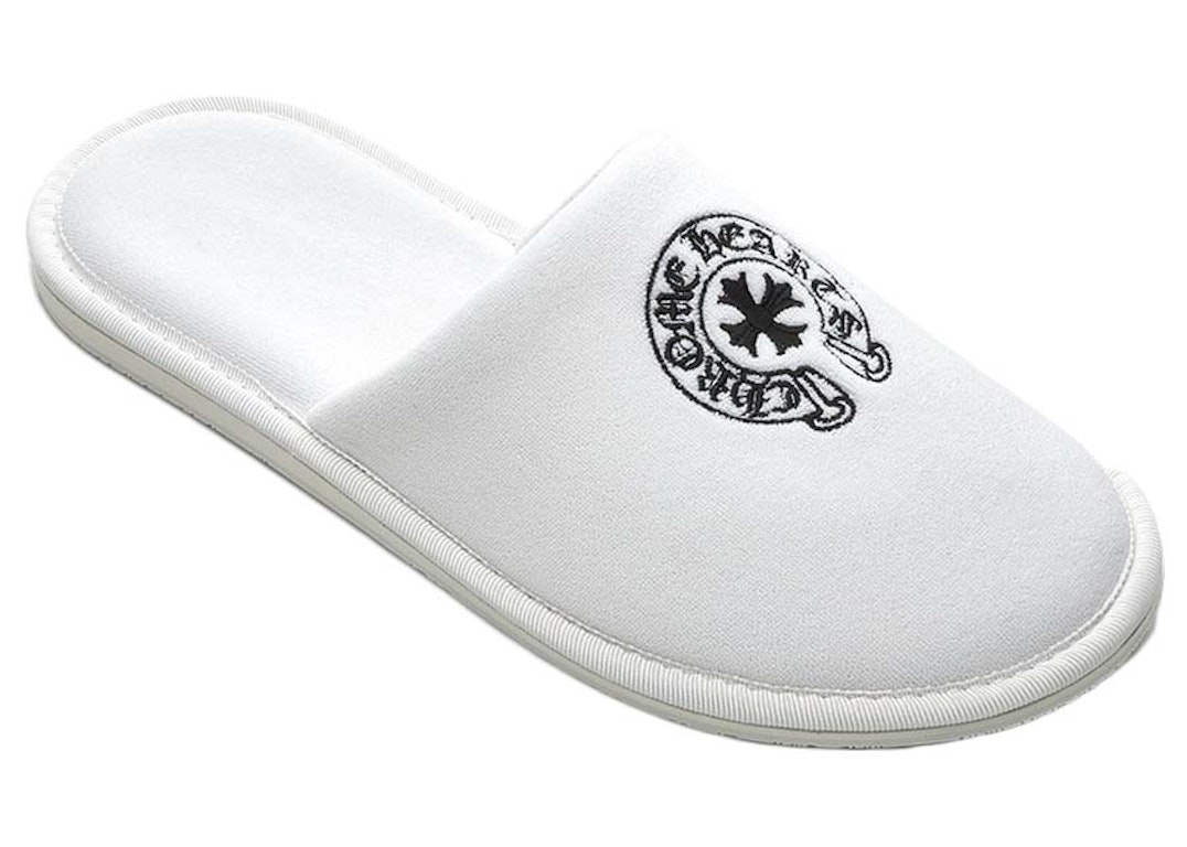 Pre-owned Chrome Hearts Hotel Slippers White In White Black