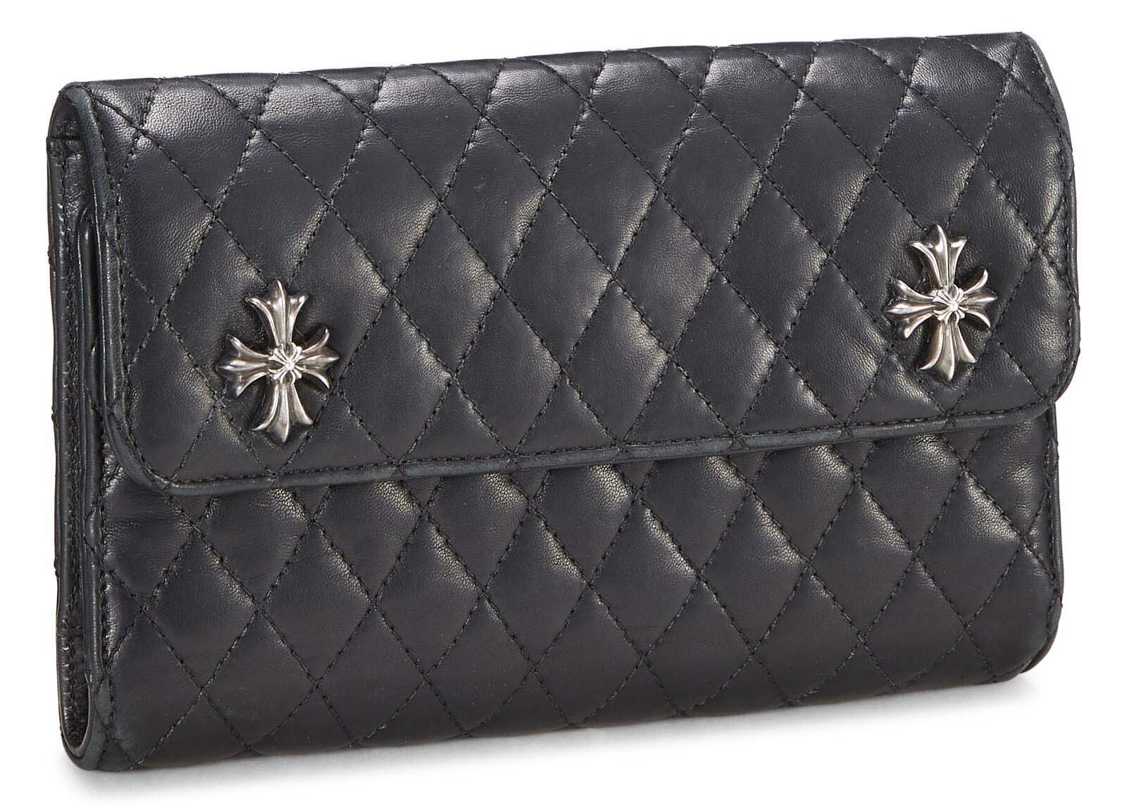 Chrome Hearts Lambskin Logo Wallet Extra Large Black in Lambskin Leather  with Silver-tone - US