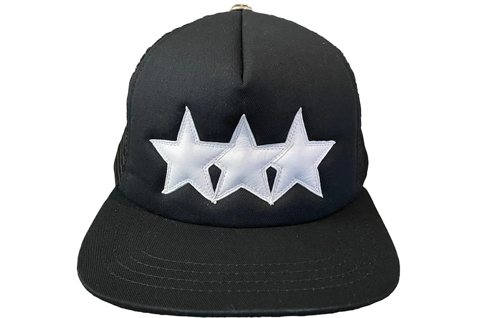 Chrome Hearts Leather Star Trucker Hat Black/White