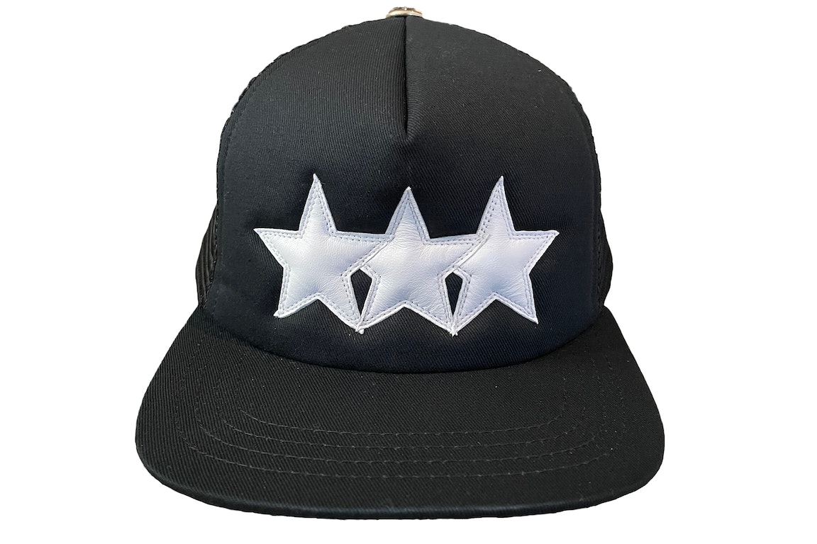 Pre-owned Chrome Hearts Leather Star Trucker Hat Black/white
