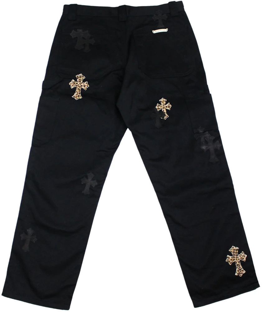 Chrome Hearts Leopard & Black Cross Patch Carpenter Pants Black Men's - US