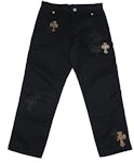 Chrome Hearts Leopard & Black Cross Patch Carpenter Pants Black