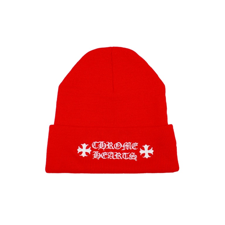 Pre-owned Chrome Hearts Logo Beanie Red