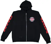 Chrome Hearts Made In Hollywood Plus Cross Zip Up Hoodie Black/Red Men ...
