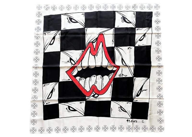 Chrome Hearts Matty Boy Chomper Silk Scarf White/Black - US