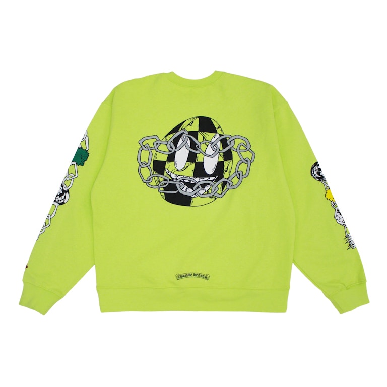 Pre-owned Chrome Hearts Matty Boy Link Crewneck Sweatshirt Lime Green