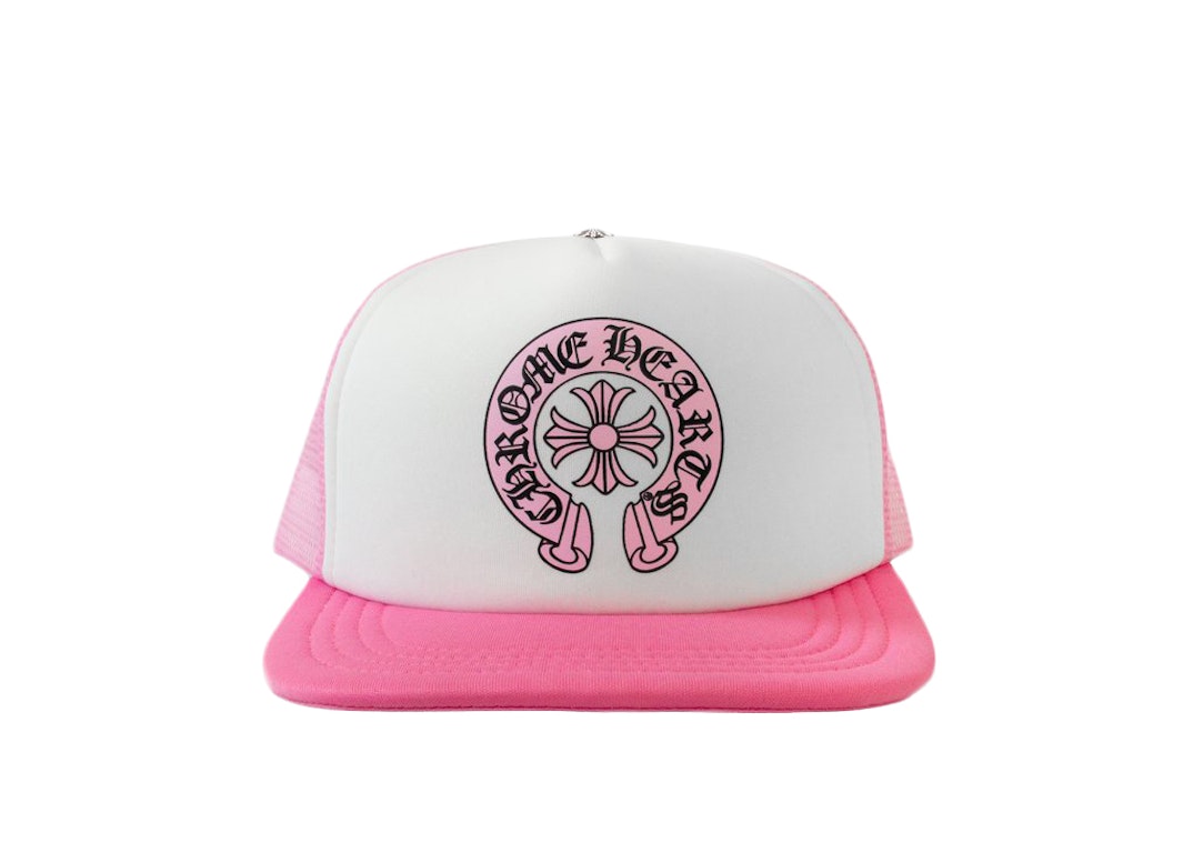 Pre-owned Chrome Hearts Matty Boy Sex Records Horse Shoe Trucker Hat Pink/white