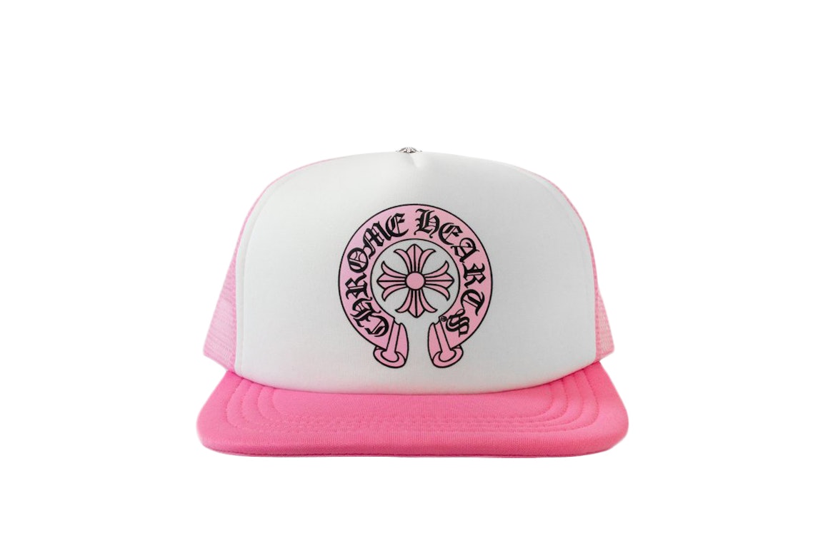 Pre-owned Chrome Hearts Matty Boy Sex Records Horse Shoe Trucker Hat Pink/white