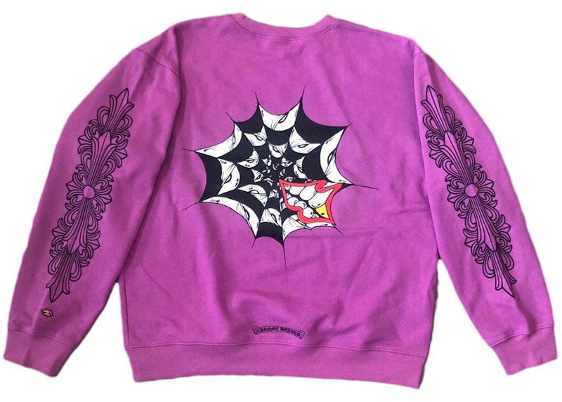 Chrome Hearts Matty Boy Spider Web Crewneck Sweatshirt Purple 