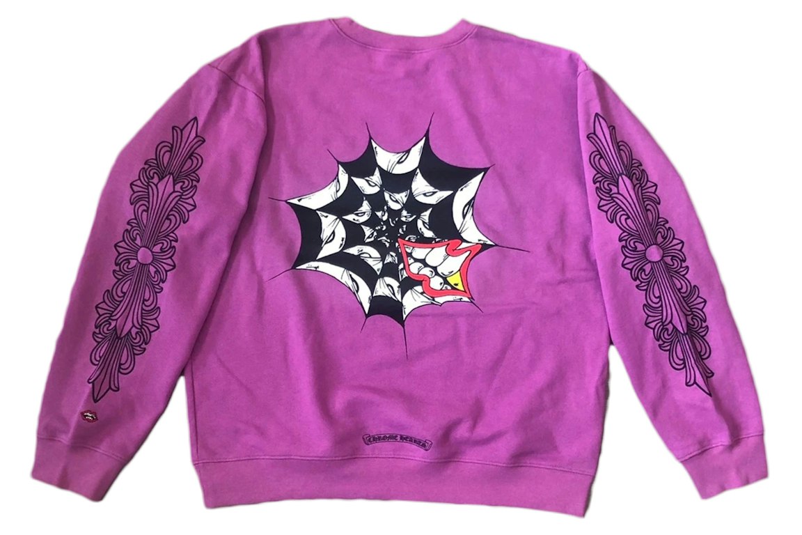 Pre-owned Chrome Hearts Matty Boy Spider Web Crewneck Sweatshirt Purple