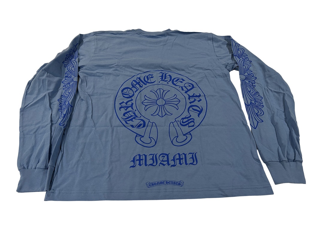 Pre-owned Chrome Hearts Miami Exclusive Long Sleeve T-shirt Blue/dark Blue