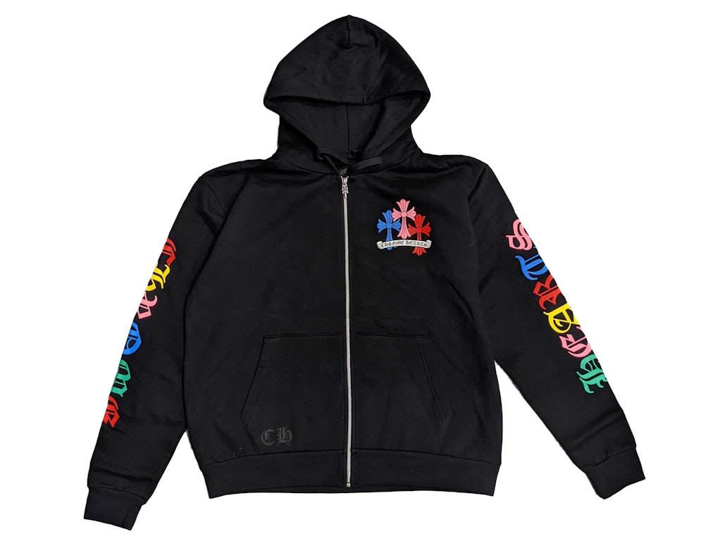 Pre-owned Chrome Hearts Multi Color Cross Cemetery Zip Up Hoodie Black
