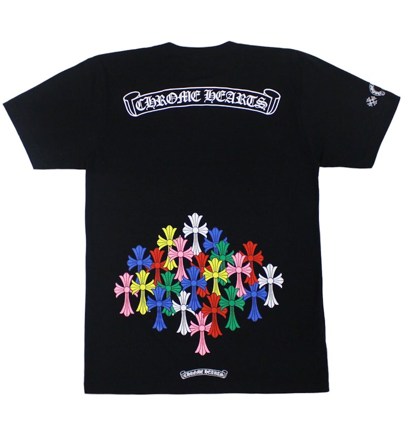 Camiseta Chrome Hearts con cruces multicolores en negro Hombre US