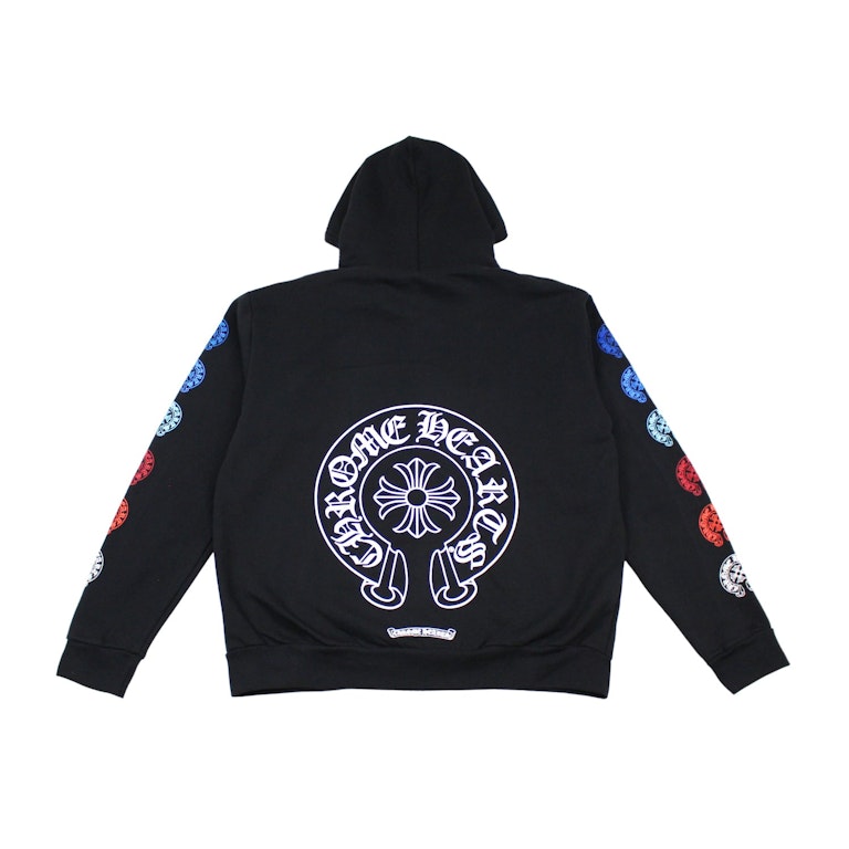 Pre-owned Chrome Hearts Multi Color Horseshoe Logo Zip Up Hoodie Black